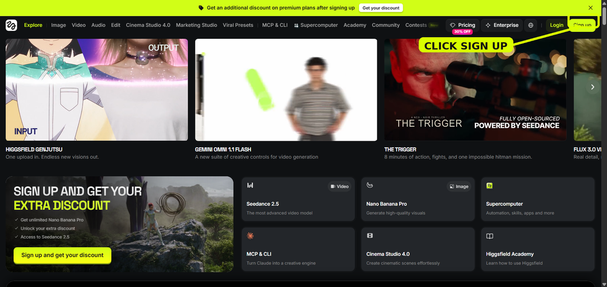Higgsfield account signup